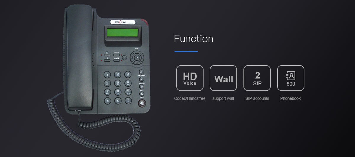 از جمله قابلیت‌های قابل توجه ES220-N می‌توان به صدای HD، دو اکانت SIP، نصب دیواری و دفترچه تلفن سازمانی با 800 ورودی اشاره کرد.